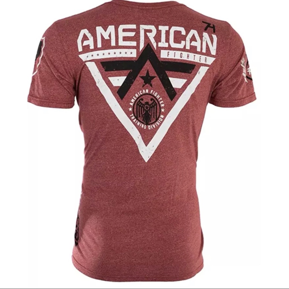 AMERICAN FIGHTER Alaska Red Black Athletic Fit Mens Crewneck T-shirt XL-2XL NWT - Picture 3 of 6